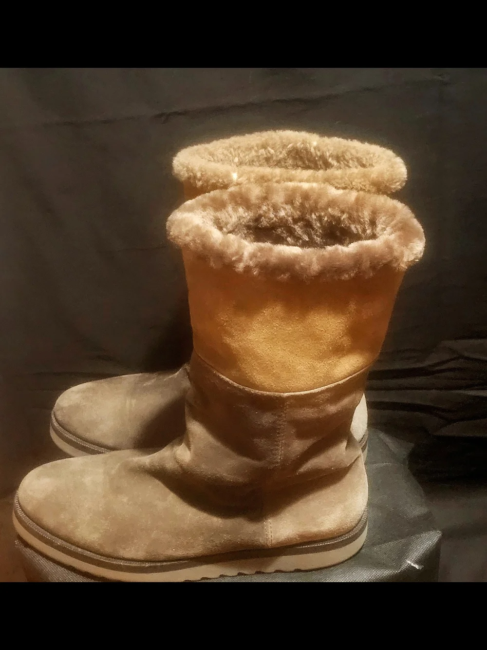 Aquatalia Boots Suede Mid Calf Faux Fur Lined Size 10